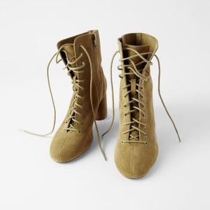 Zara Suede Lace Up Boots 🤎